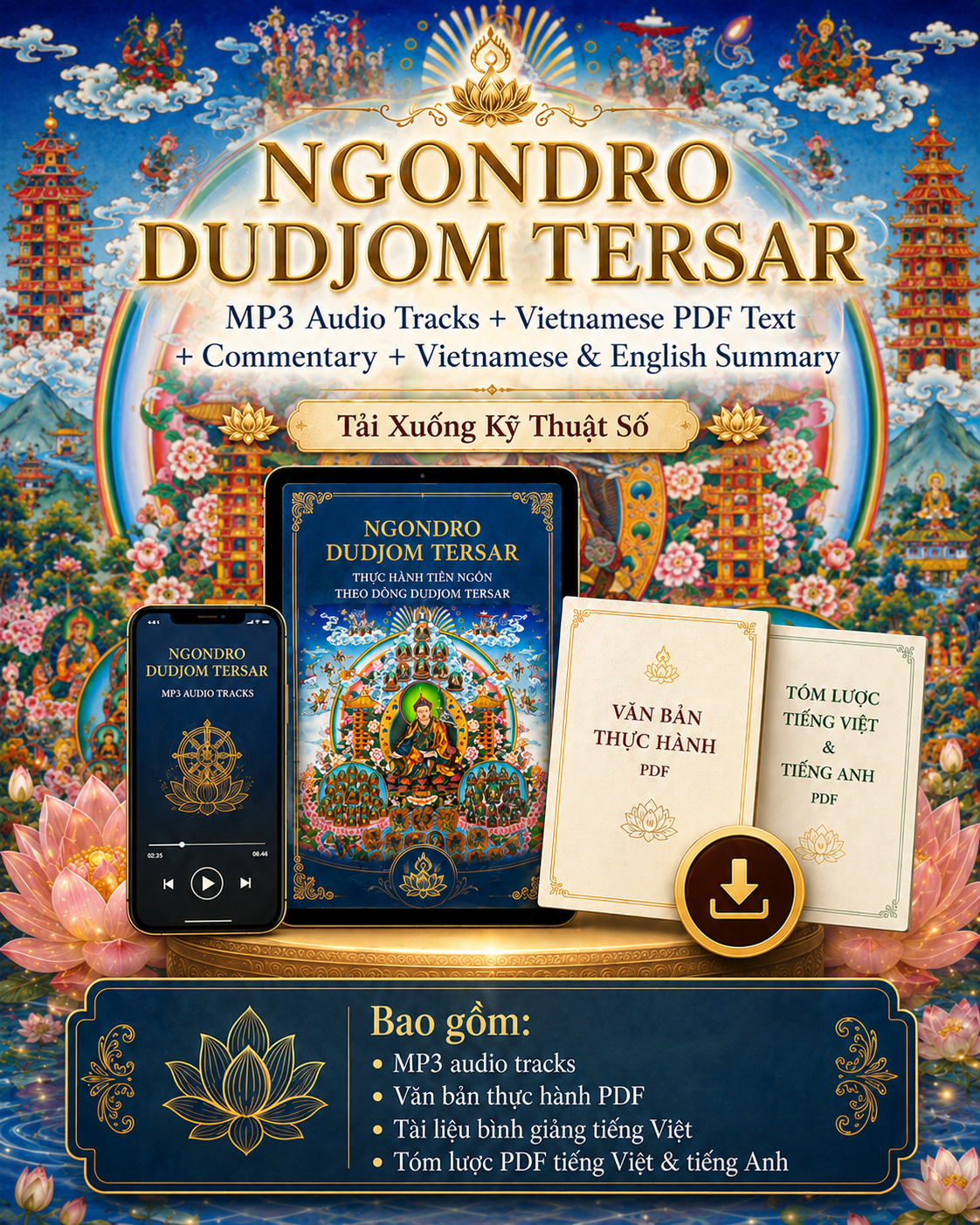 NGONDRO DUDJOM TERSAR – MP3 Chanting Audio, Vietnamese PDF Practice Text, Vietnamese Commentary & Vietnamese-English PDF Summary | Digital Download 4 anh chinh