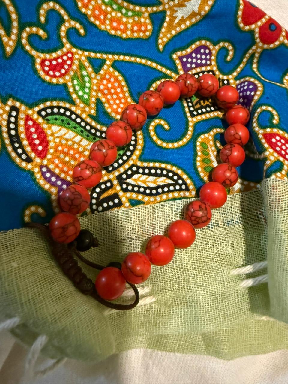 Red Stone Bead Bracelet 8mm | Protection & Energy Bracelet