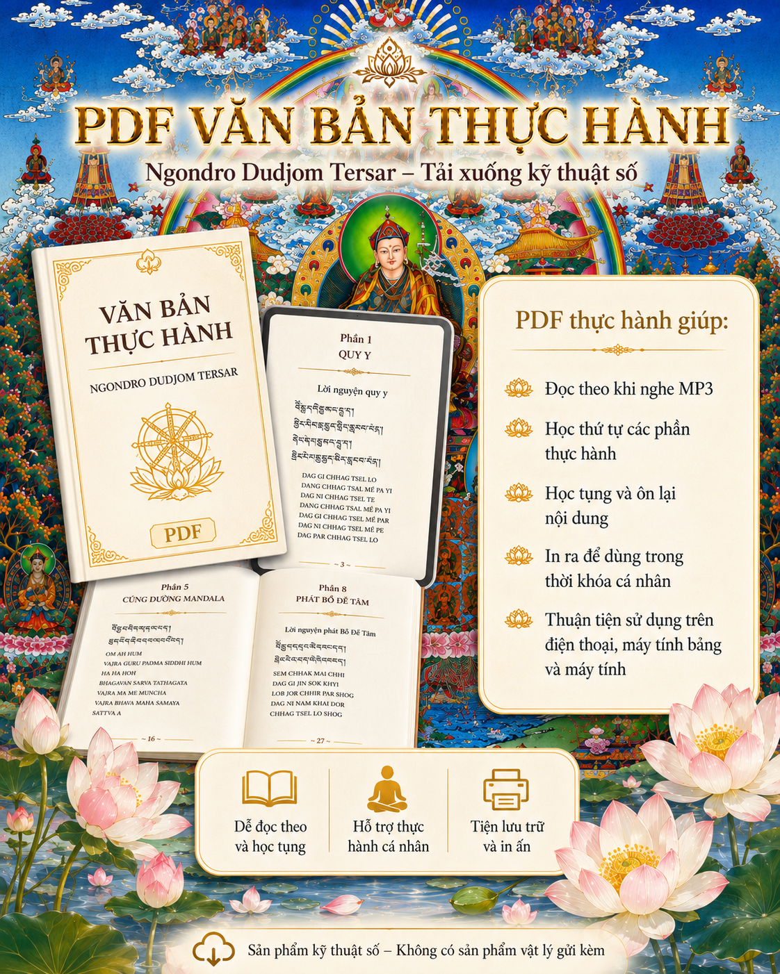 NGONDRO DUDJOM TERSAR – MP3 Chanting Audio, Vietnamese PDF Practice Text, Vietnamese Commentary & Vietnamese-English PDF Summary | Digital Download 5 file page