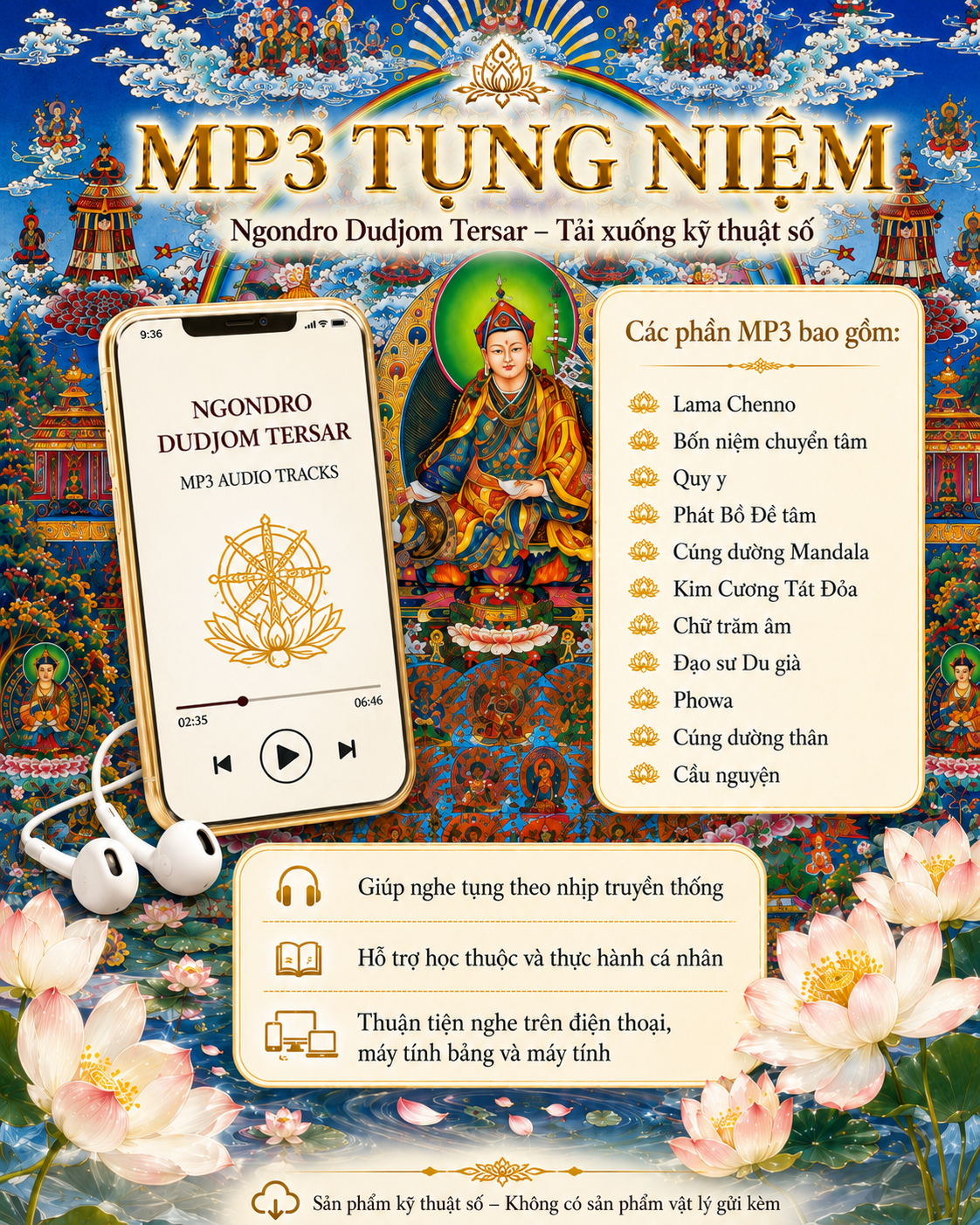 NGONDRO DUDJOM TERSAR – MP3 Chanting Audio, Vietnamese PDF Practice Text, Vietnamese Commentary & Vietnamese-English PDF Summary | Digital Download 7 mp3 tung niemj