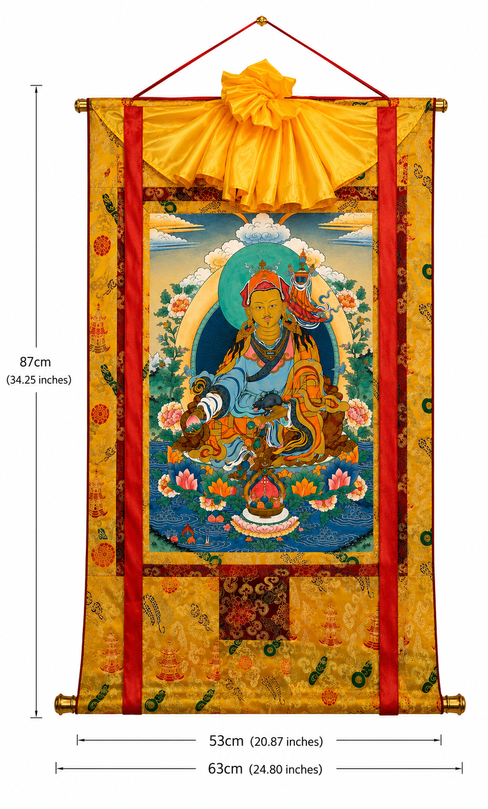 Guru Orgen Norla Thangka Blessed by Lama Sonam Tashi | Tibetan Buddhist Thangka 2 thanka tai bao 53 87 kich thuoc