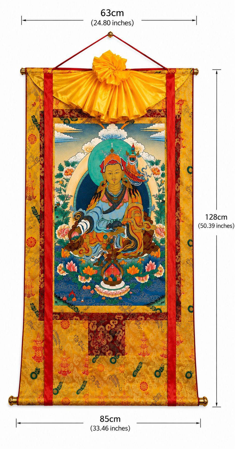 Guru Orgen Norla Thangka Blessed by Lama Sonam Tashi | Tibetan Buddhist Thangka 5 thanka tai bao 63 85x 128