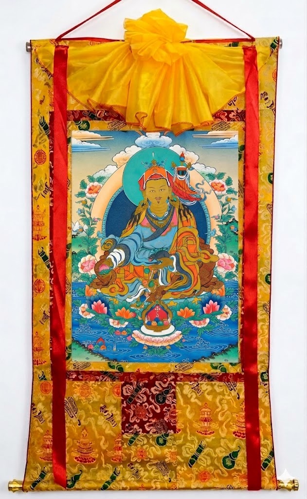 Guru Orgen Norla Thangka Blessed by Lama Sonam Tashi | Tibetan Buddhist Thangka 6 thanka tai bao binh bau 53 63 87 90