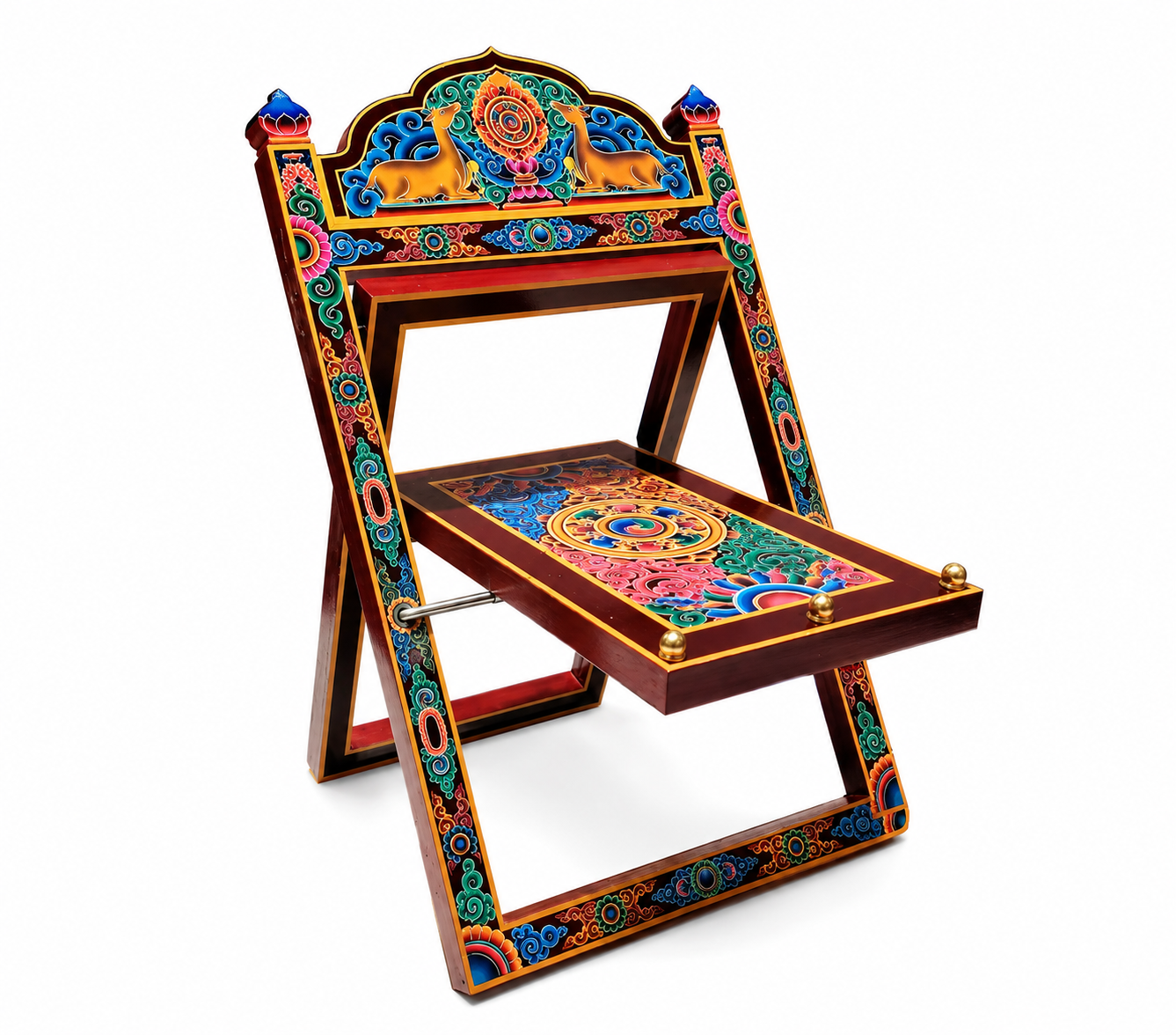 Kệ Kinh Phật Giáo Tây Tạng | Giá Đỡ Kinh Sách Gỗ Vẽ Tay | Kệ Đọc Kinh, Pháp Bản, Sutra, 4 anh ke kinh2