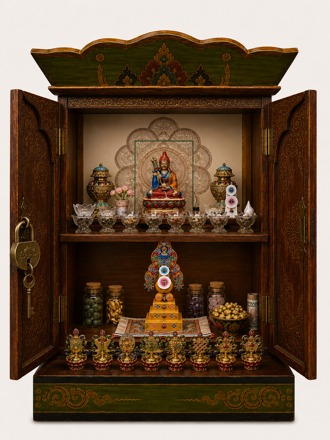 TỦ TÀI BẢO ĐẠO SƯ LIÊN HOA TÀI BẢO (GURU ORGEN NORLA) 2 ben trong tu tai bao