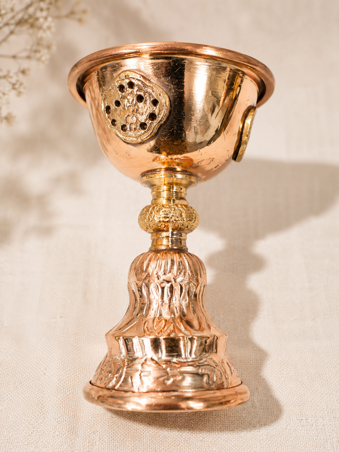 Handmade Pure Copper Tibetan Butter Lamp Cup – Nepal Buddhist Altar Tealight Holder