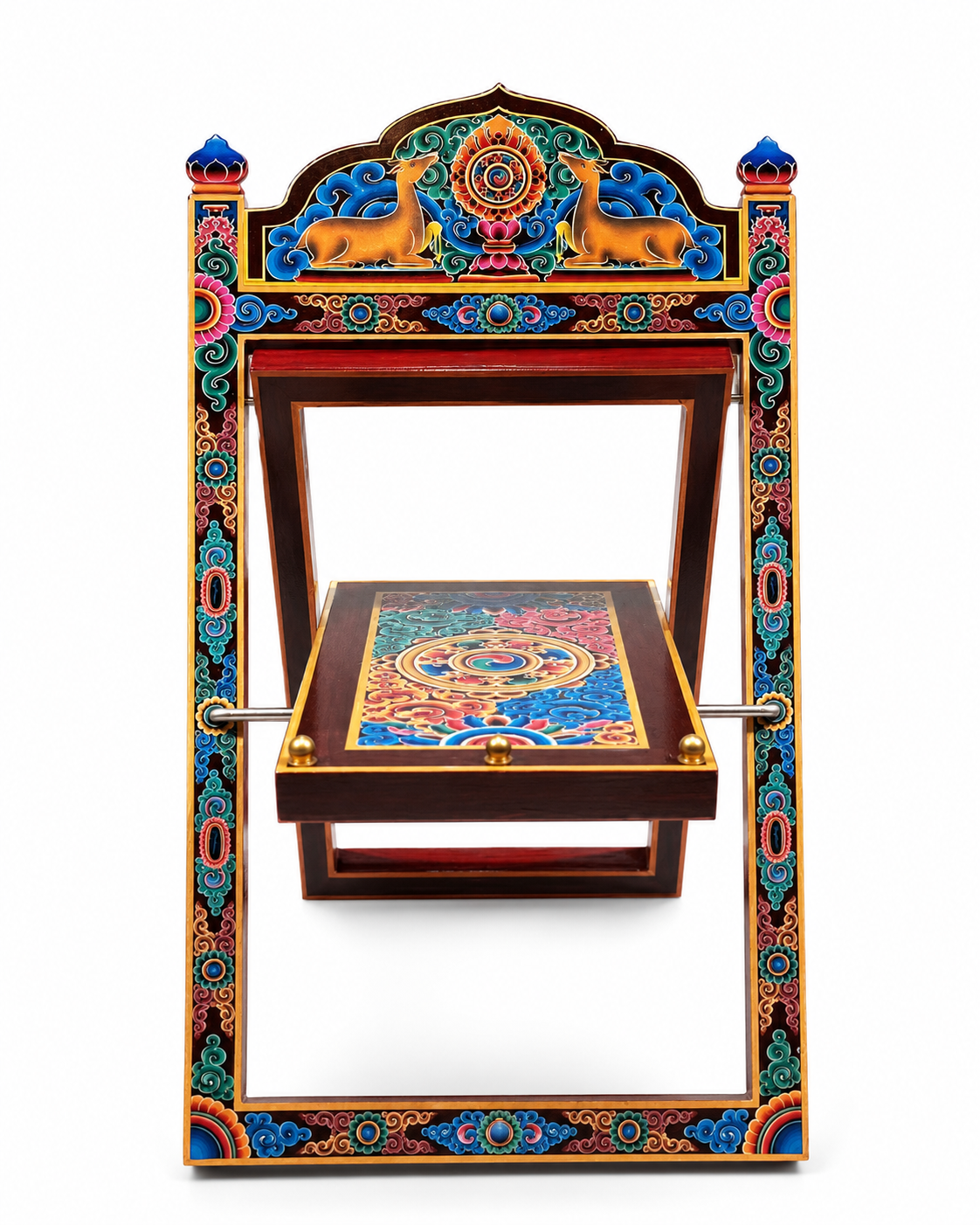 Kệ Kinh Phật Giáo Tây Tạng | Giá Đỡ Kinh Sách Gỗ Vẽ Tay | Kệ Đọc Kinh, Pháp Bản, Sutra, 5 ke kinh