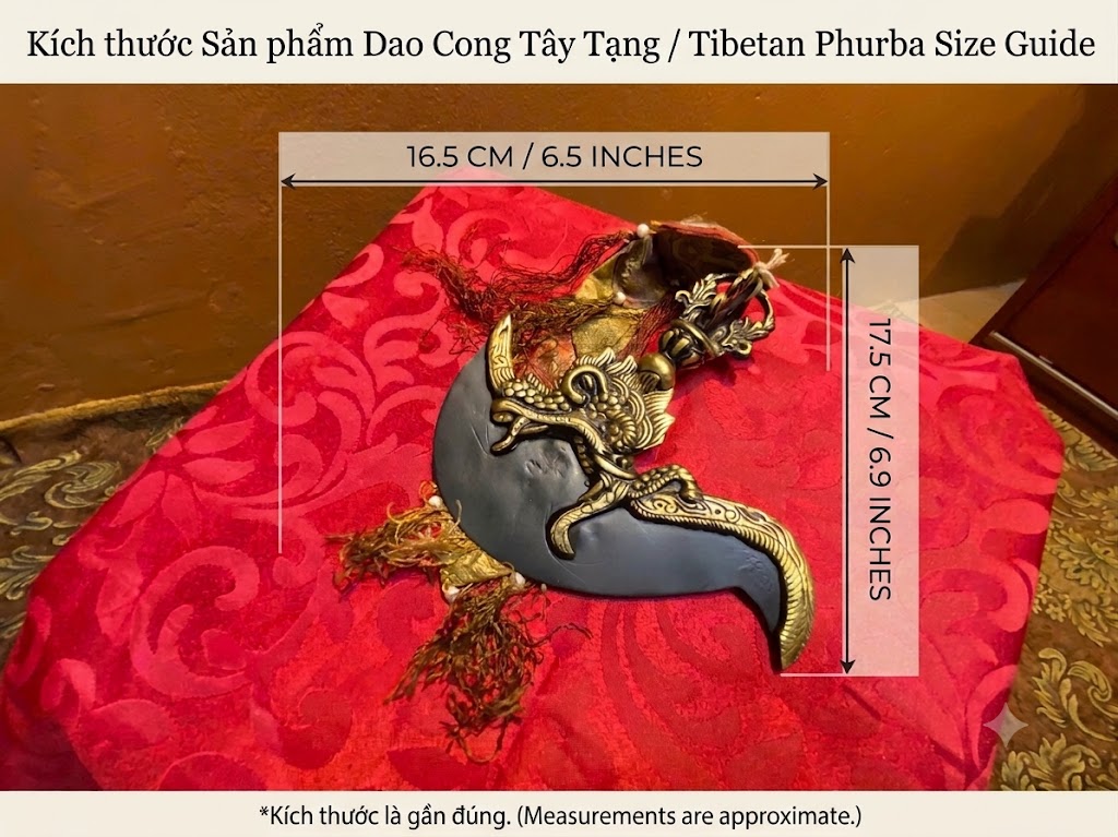 Handmade Chöd Tröma Nagmo Curved Ritual Knife | Tibetan Vajrayana Tool 3 anh dao cong kich thuoc