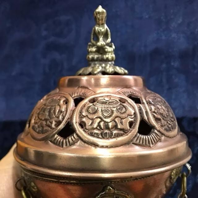 Lư Hương Đồng Nepal Thủ Công | Lư Đốt Hương Phật Giáo Tây Tạng 8
