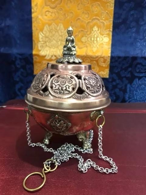 Lư Hương Đồng Nepal Thủ Công | Lư Đốt Hương Phật Giáo Tây Tạng 9