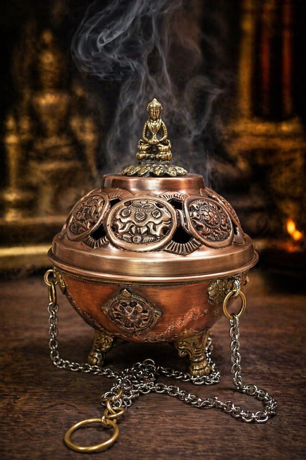 Lư Hương Đồng Nepal Thủ Công | Lư Đốt Hương Phật Giáo Tây Tạng 3