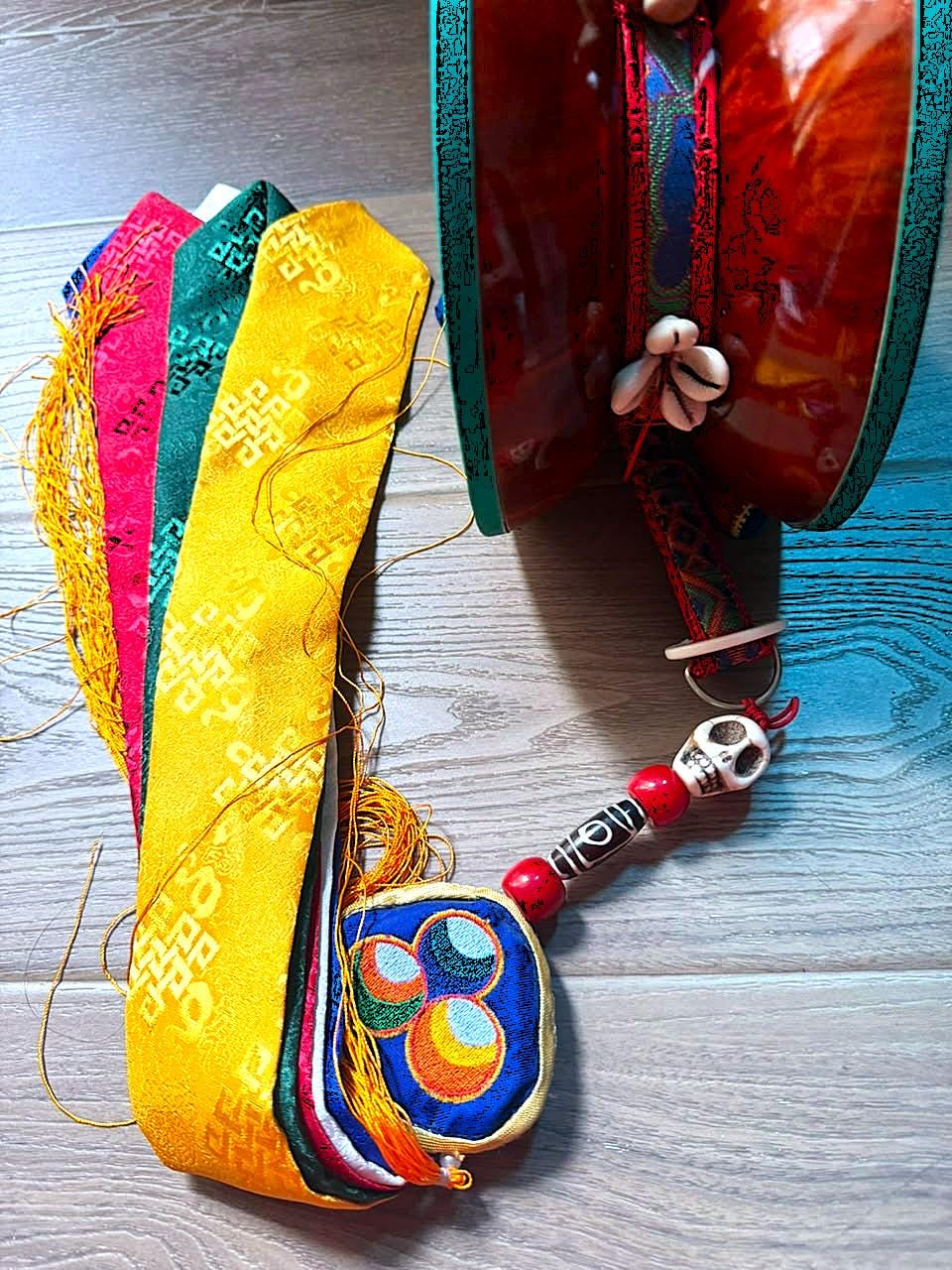 Bhutanese Chöd Damaru – Genuine Leather 3