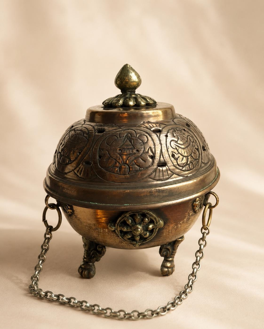 Handmade Pure Copper Incense Burner – 9 cm