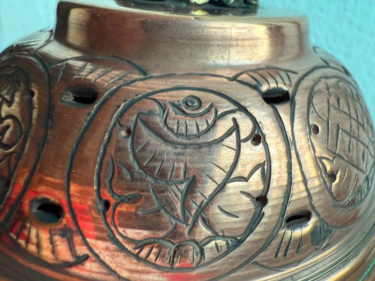 Handmade Pure Copper Incense Burner – 9 cm 6