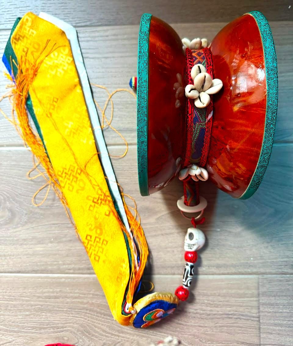 Bhutanese Chöd Damaru – Genuine Leather 4