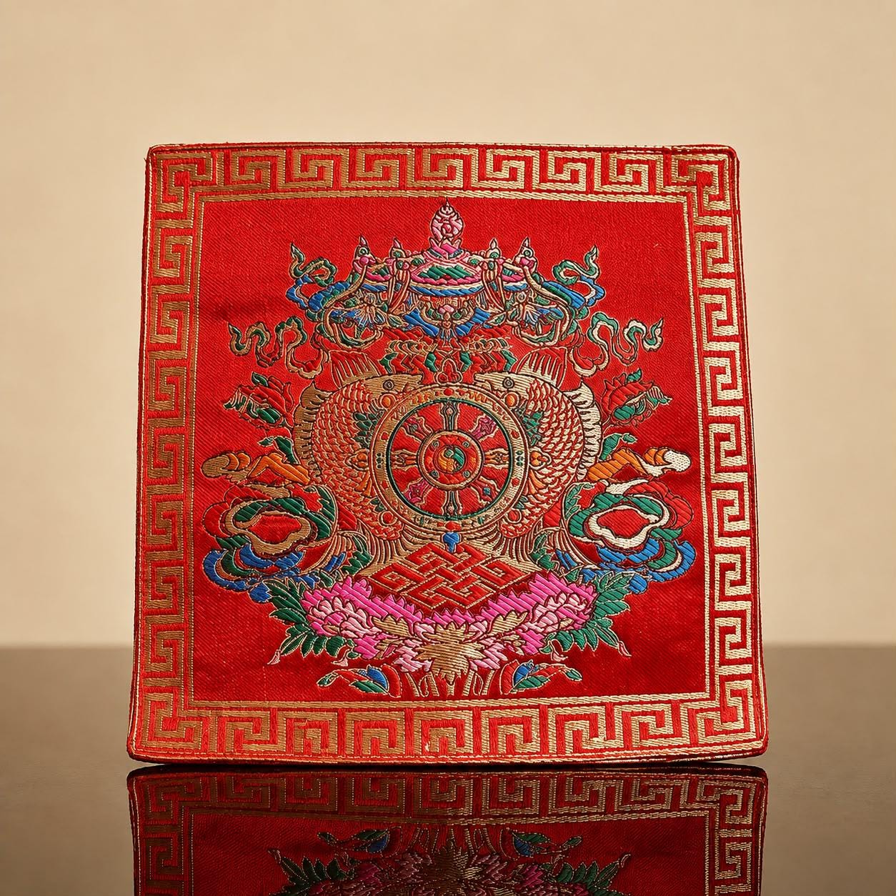 Vajra & Bell Brocade Mat – Eight Auspicious Symbols, 21 cm 5