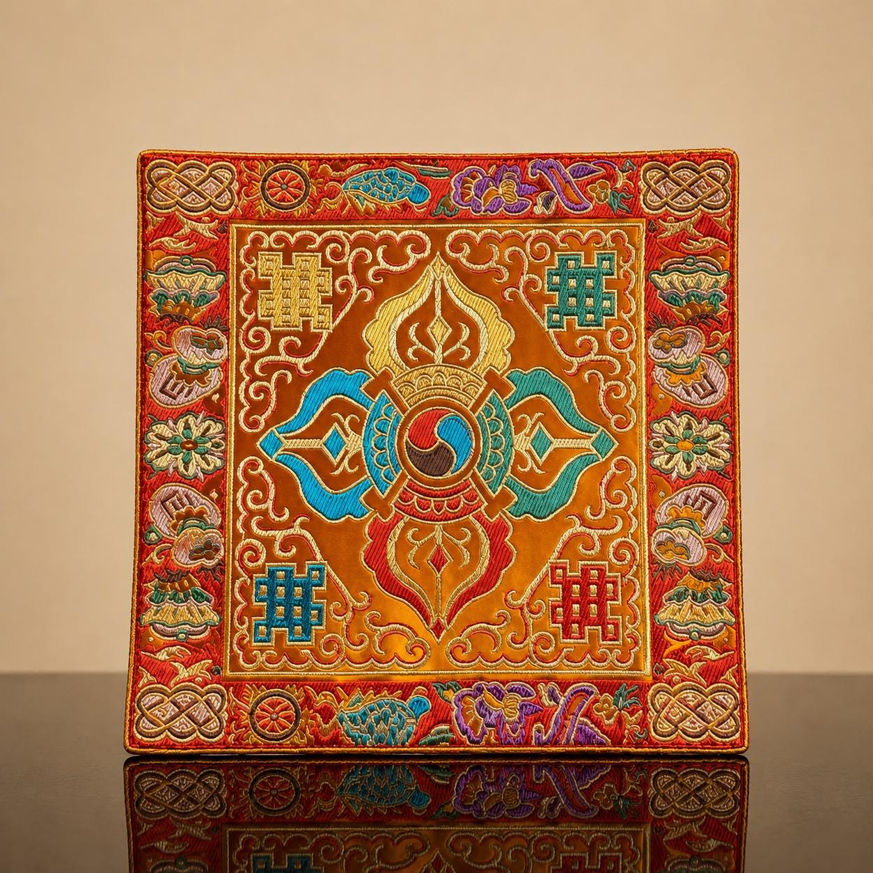 Vajra & Bell Brocade Mat – Eight Auspicious Symbols, 21 cm 6
